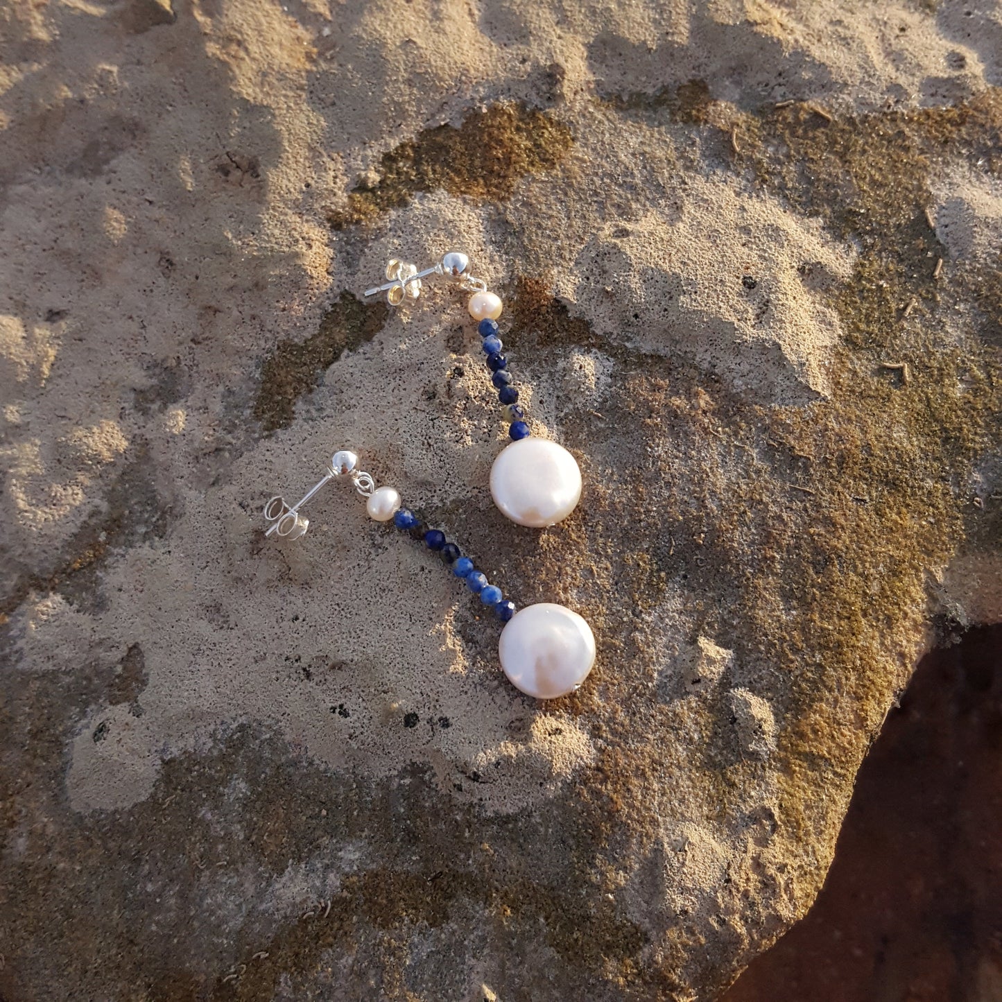 Lovely Lapis Lazuli & Coin Pearls | Gemstones Earrings | The Courthouse Collection | Australian Designer Pearl Jewellery