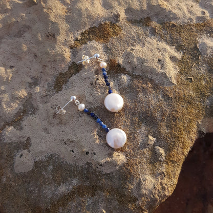 Lovely Lapis Lazuli & Coin Pearls | Gemstones Earrings | The Courthouse Collection | Australian Designer Pearl Jewellery