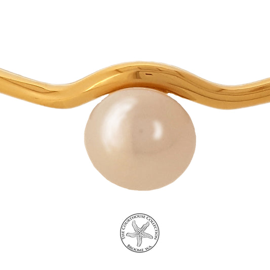 Moon Goddess Pearl Bangle Gold | The Courthouse Collection | Australian Designer Pearl Jewellery