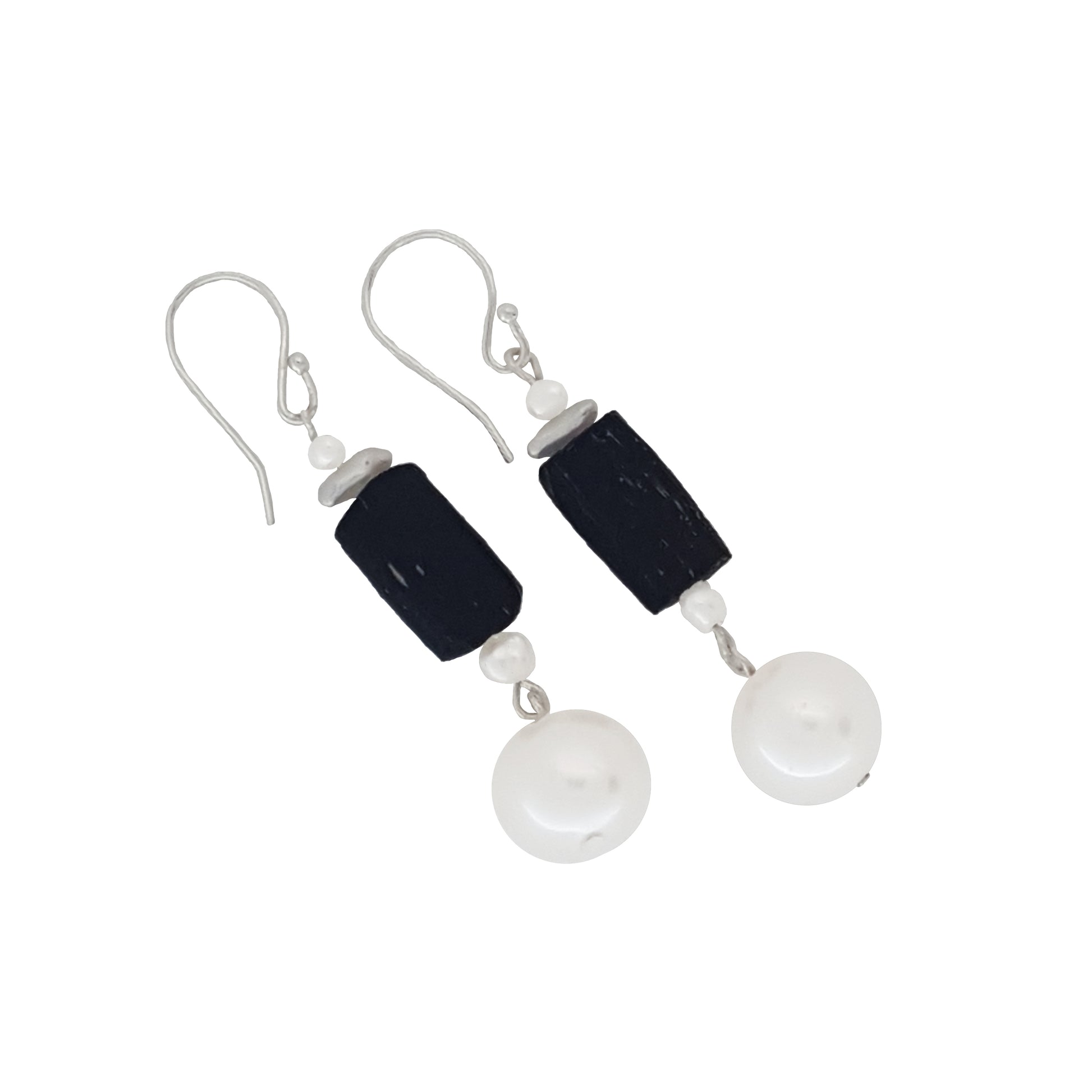 New Black Ancient Glass Hook Earrings - The Courthouse Collection