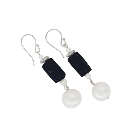 New Black Ancient Glass Hook Earrings - The Courthouse Collection