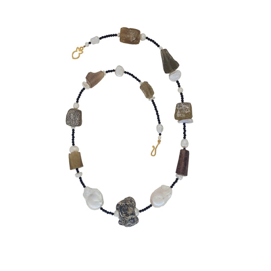 New Ancient Glass Spinel Pearl Necklace