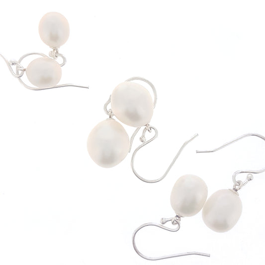 Pearl Earrings 'Pearl Drop' White Hook - The Courthouse Collection