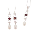 Garnet & Pearl Earrings 'Classic Beauty' - The Courthouse Collection