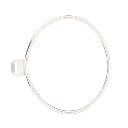 Pearl Bangle 'Moon Goddess' Oval Sterling Silver- The Courthouse Collection