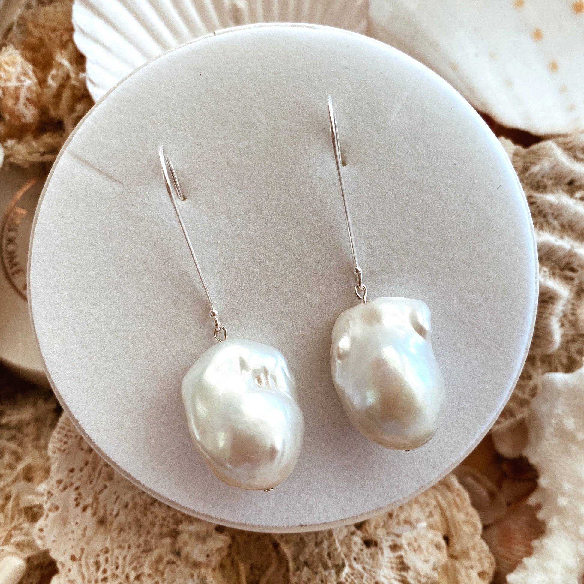Pearl Earrings 'Baroque' White - The Courthouse Collection