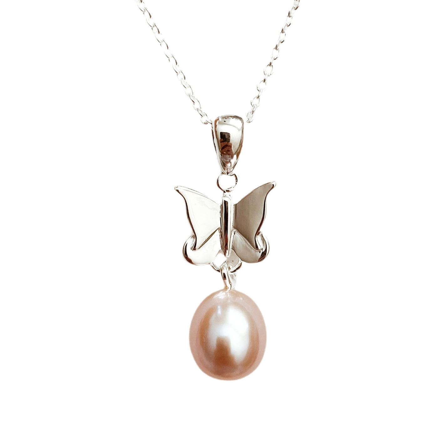 Pearl Pendant 'Meeka Butterfly' l White l Pink - The Courthouse Collection