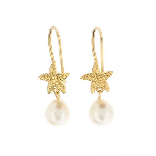 Pearl Starfish Earrings Gold